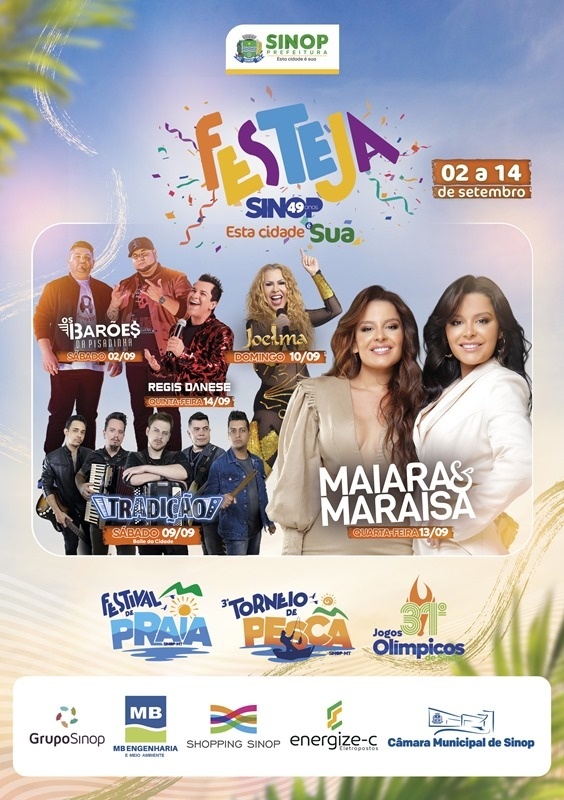 Shows nacionais e atrações culturais fazem parte da programação do Festeja Sinop