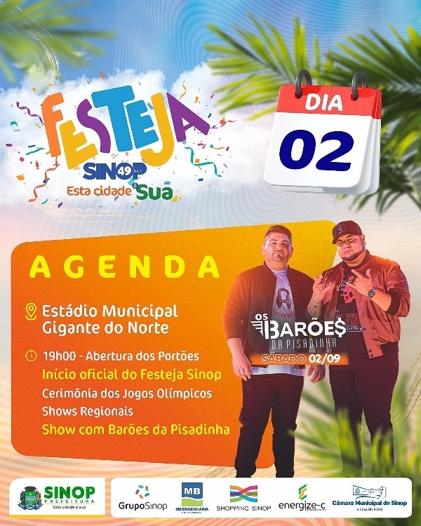 Show de abertura do Festeja Sinop será com Barões da Pisadinha neste sábado (2)