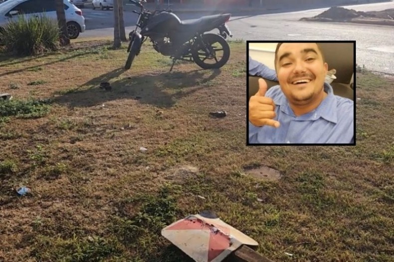 Motociclista morre após bater em placa de sinalização ao fazer rotatória em Sinop
