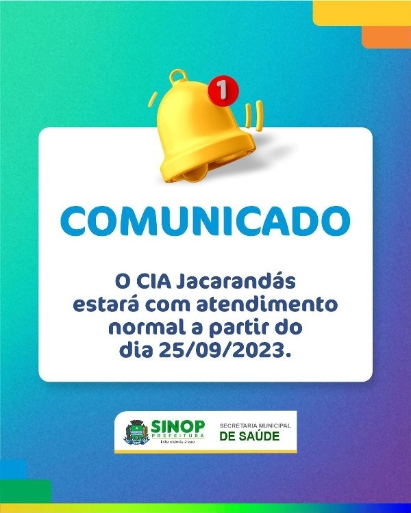 CIA Jacarandás retoma atendimento normal a partir de segunda-feira (25)