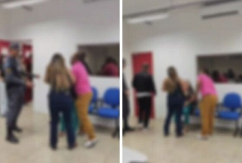 Mulher parte para cima de acusado de matar o filho dela e acaba presa