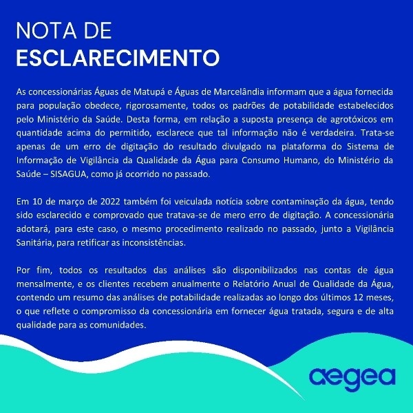 Erro de digitação passa informações falsas em relação as águas de Marcelândia e Matupá