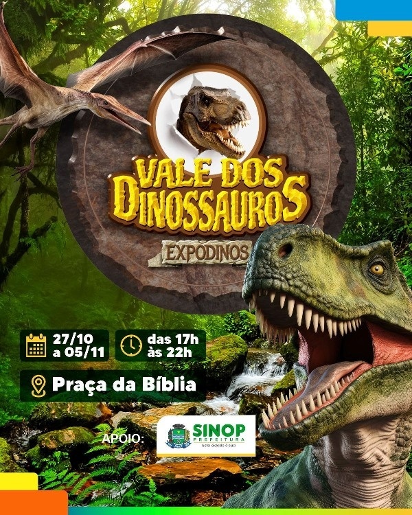 Exposição Vale dos Dinossauros começa hoje em Sinop