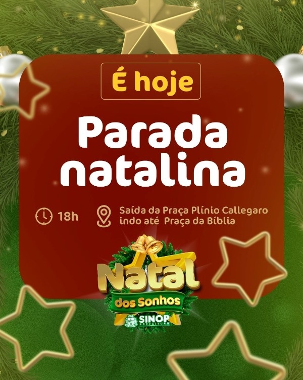 Parada Natalina será hoje (08) com mais de 90 personagens a partir das 18h