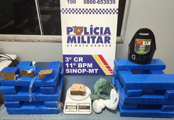 Dupla é presa pela Polícia Militar com 20 quilos de maconha em Sinop