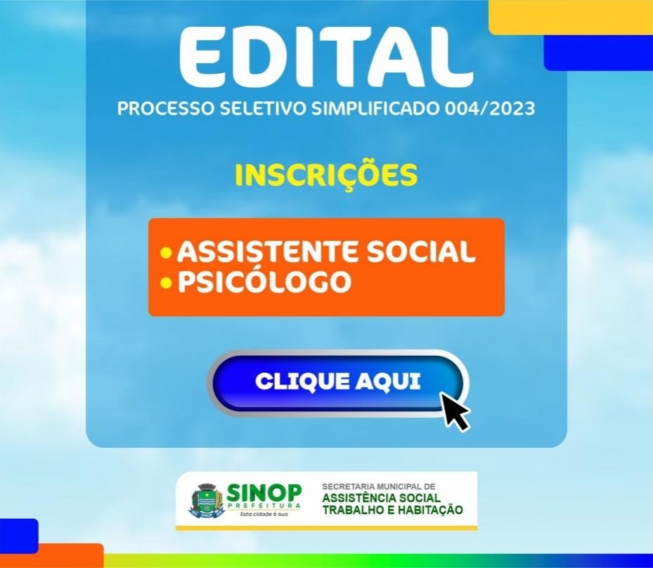 Termina hoje (12) prazo de inscrições do processo seletivo para contratação de assistentes sociais e psicólogos