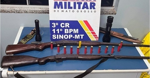 Sinop: Dois homens são presos com espingardas e munições