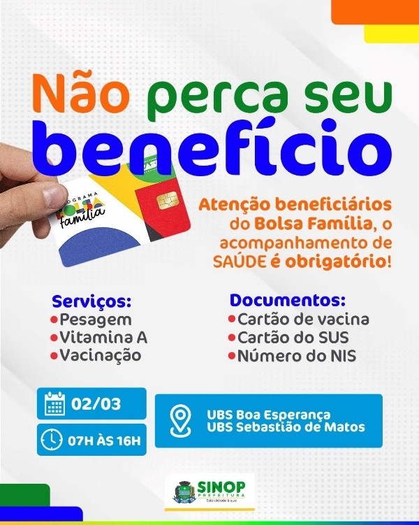 Neste sábado (2) tem pesagem do Bolsa Família