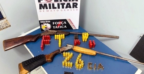 Armas de fogo e munições são apreendidas com homens em Sinop