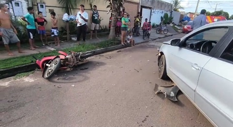 Sinop: Mãe e filho sofrem fraturas nas pernas em acidente de trânsito