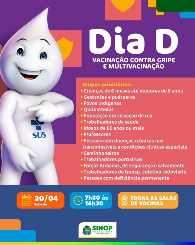 Neste Sábado (20) tem Dia D de vacinação contra gripe