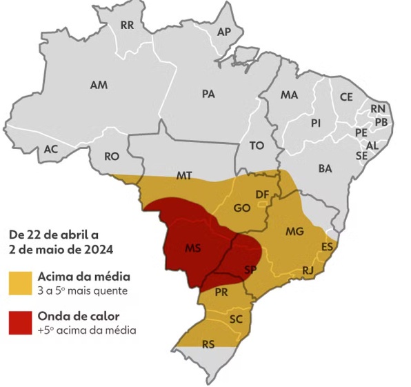 4ªonda de calor: municípios de MT devem ficar até 5ºC mais quente; veja lista