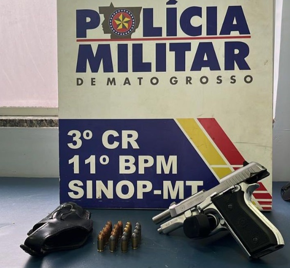 Homem é preso em flagrante pela Polícia Militar por porte ilegal de arma em Sinop
