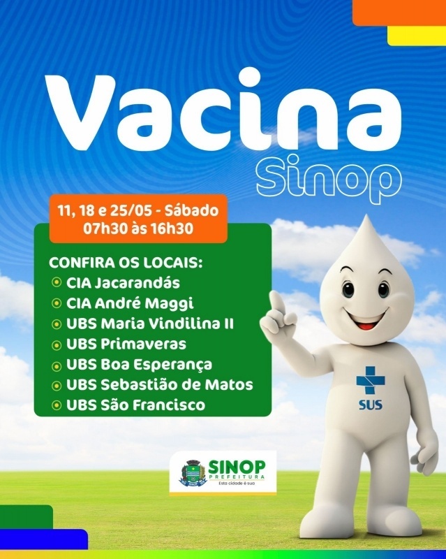 Sábado (11) tem ação de vacinação em sete pontos da cidade