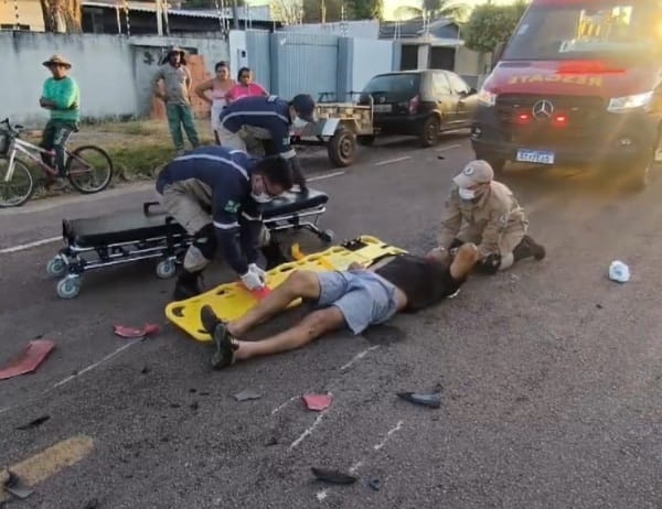 Sinop: Colisão entre duas motos deixa idoso gravemente ferido