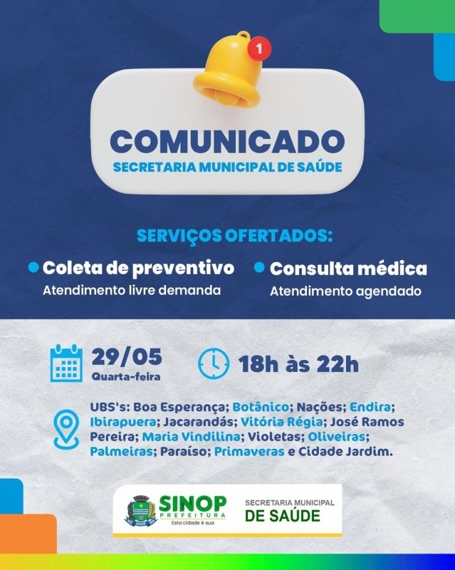 Amanhã (29) terá atendimento para a saúde da mulher