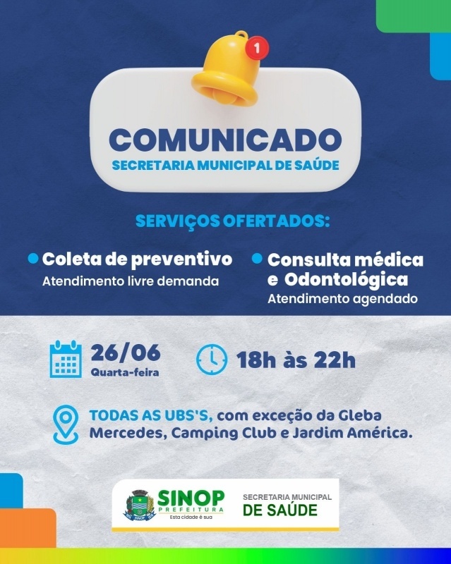 Hoje (26) tem atendimento com horário estendido