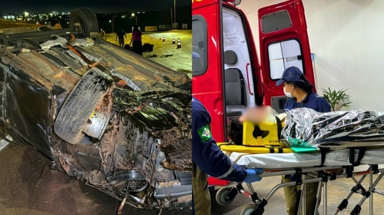 Jovem é ejetado de veículo após perder controle em suposto 'racha' na BR-163