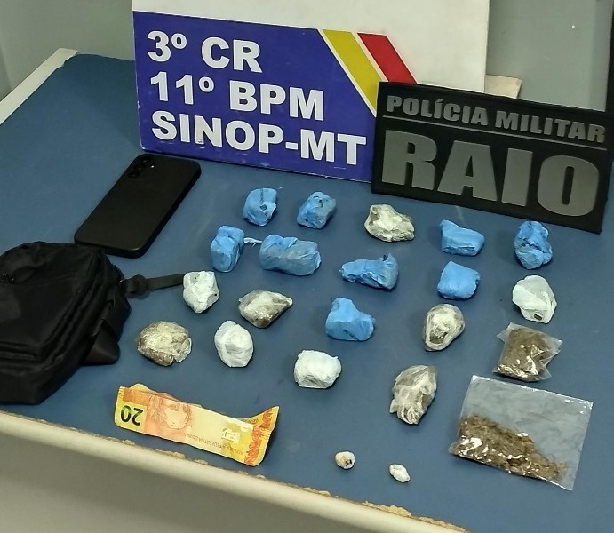 PM apreende adolescente e jovem suspeitos por tráfico de drogas em Sinop