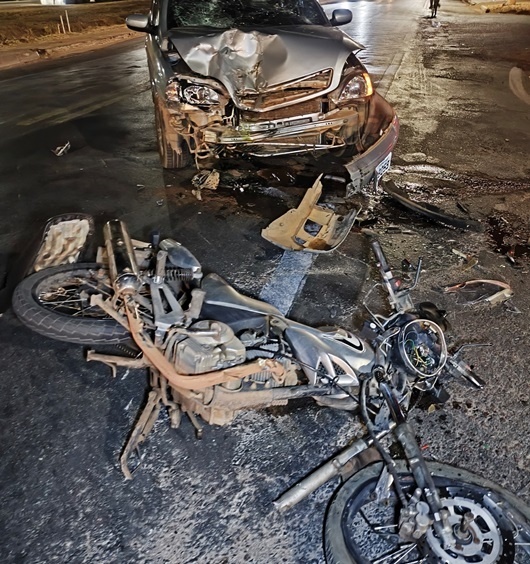 Homem morre em colisão entre moto e carro em Sinop