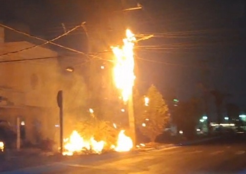 Fogo atinge poste de energia na região central de Sinop