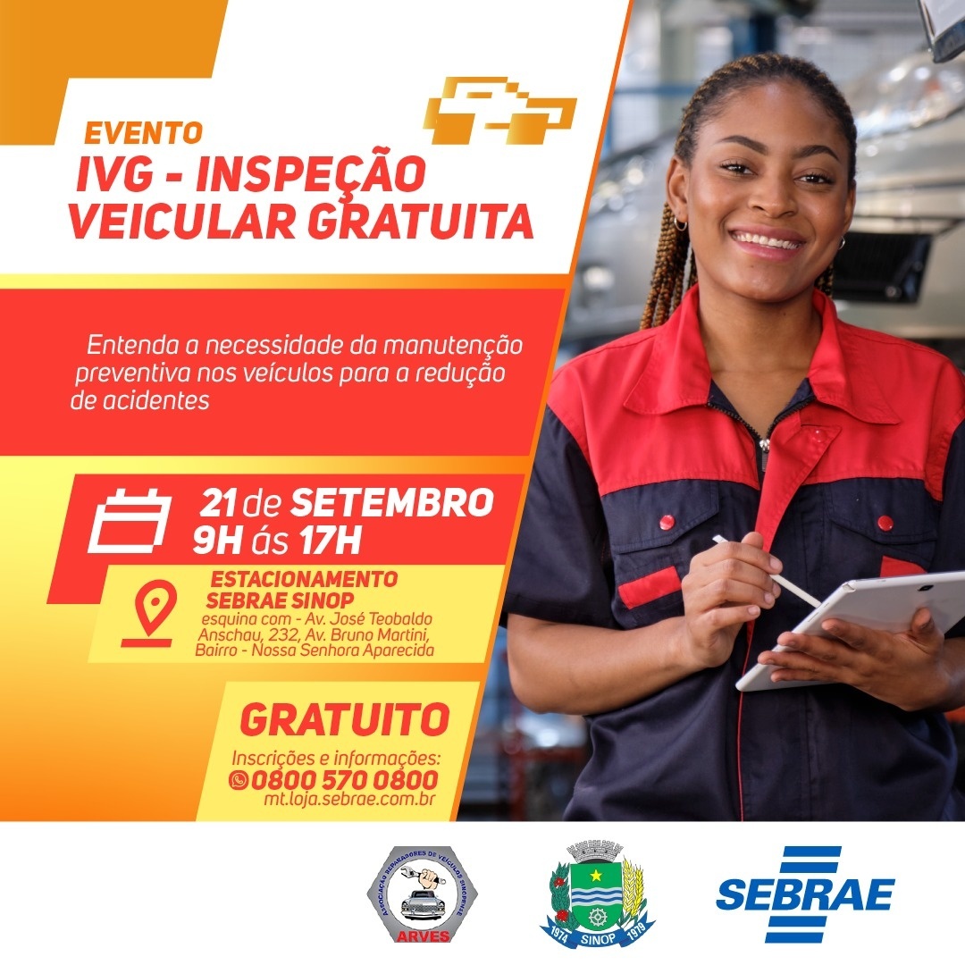Sebrae realiza Inspeção Veicular Gratuita nesse sábado em Sinop