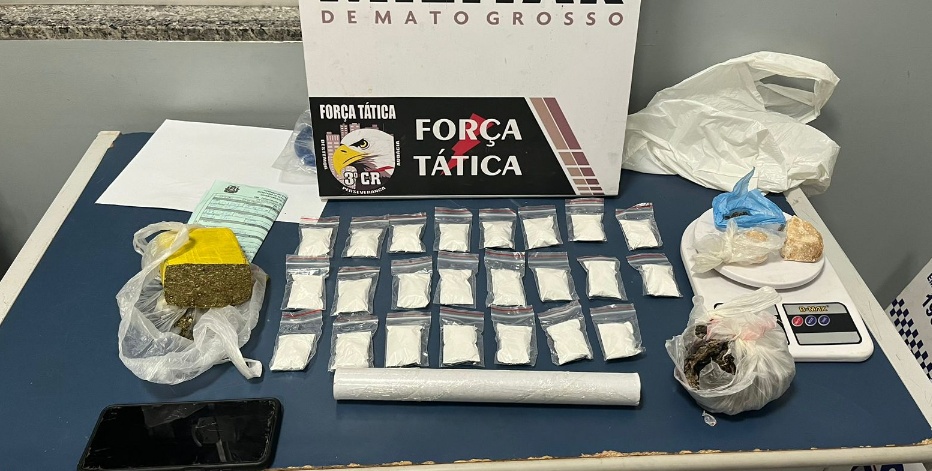Polícia Militar conduz duas pessoas em flagrante por tráfico de drogas em Sinop