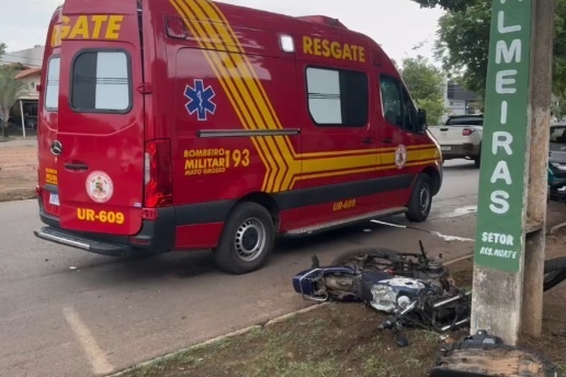 Sinop: Jovem fica em estado grave após ''rampar'' quebra molas e colidir em poste