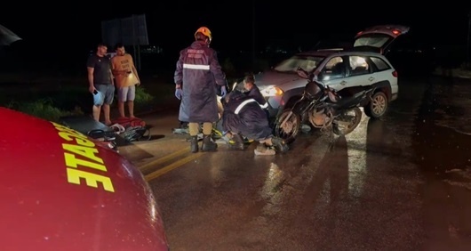 Motociclista é atingido por carro na MT-140 em Sinop
