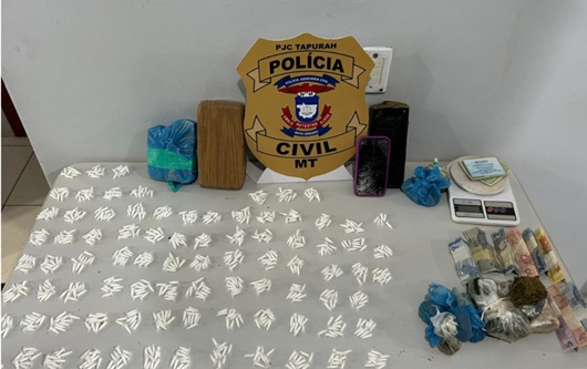 Polícia Civil prende dupla com mais de 840 pinos de cocaína e quatro quilos de maconha e pasta base
