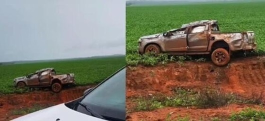 Caminhonete capota após aquaplanar em rodovia