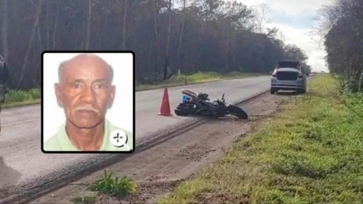 Idoso de 72 anos morre arremessado de moto em acidente na BR-174