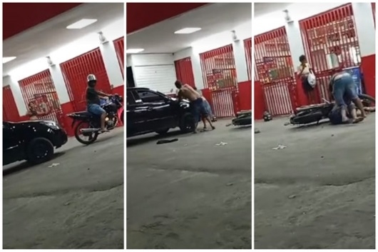 Bêbados caem no soco em frente à distribuidora após um tentar atropelar outro