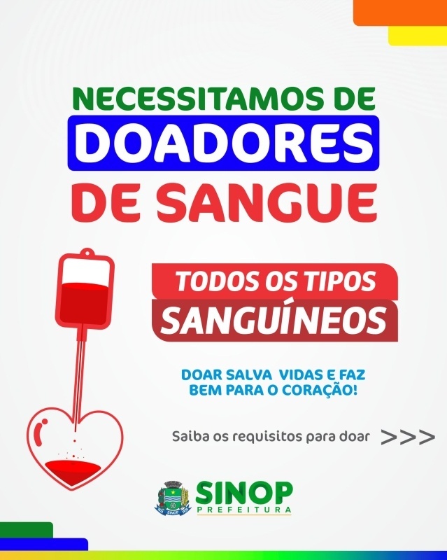 UCT Sinop precisa da doação de todos os tipos sanguíneos