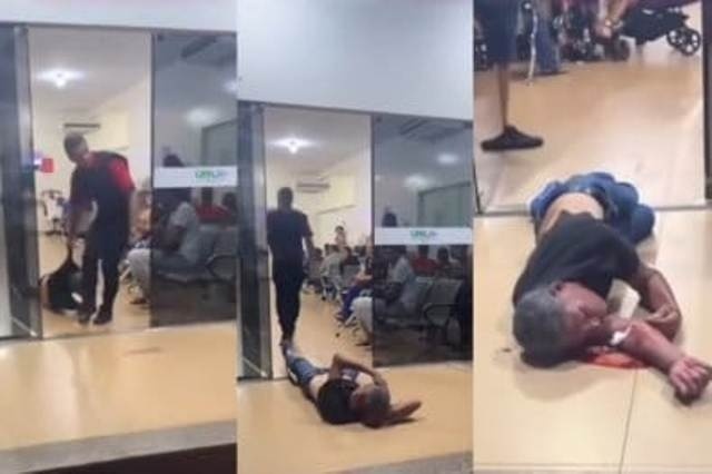 Vigilante é filmado arrastando homem sangrando para fora de UPA em cidade de MT
