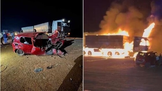 Indígenas morrem em acidente entre Uno e carreta em MT