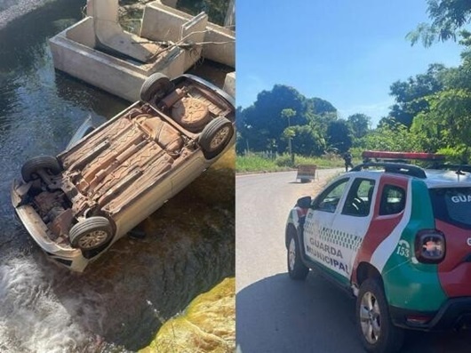 Motorista de aplicativo desvia de moto e cai da ponte
