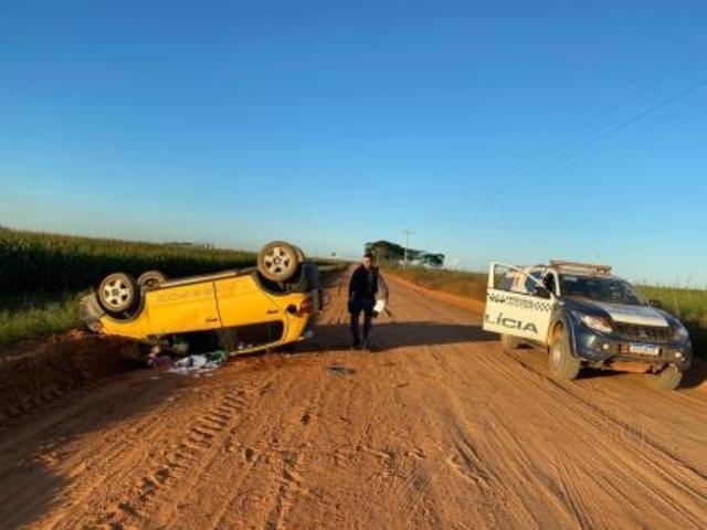Homem mata duas pessoas em fazenda de MT, capota carro na fuga e vai preso