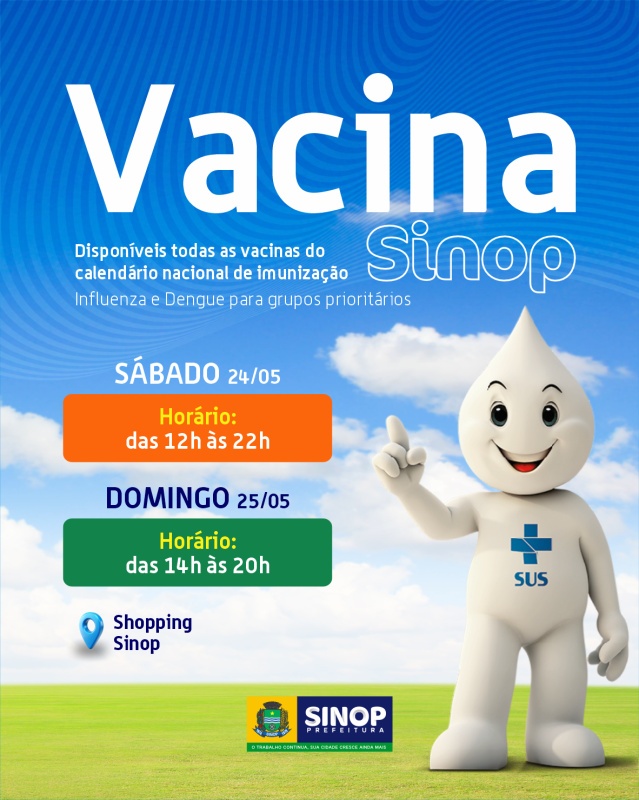 Saúde realiza ação de vacinação no Shopping neste sábado (24) e domingo (25)