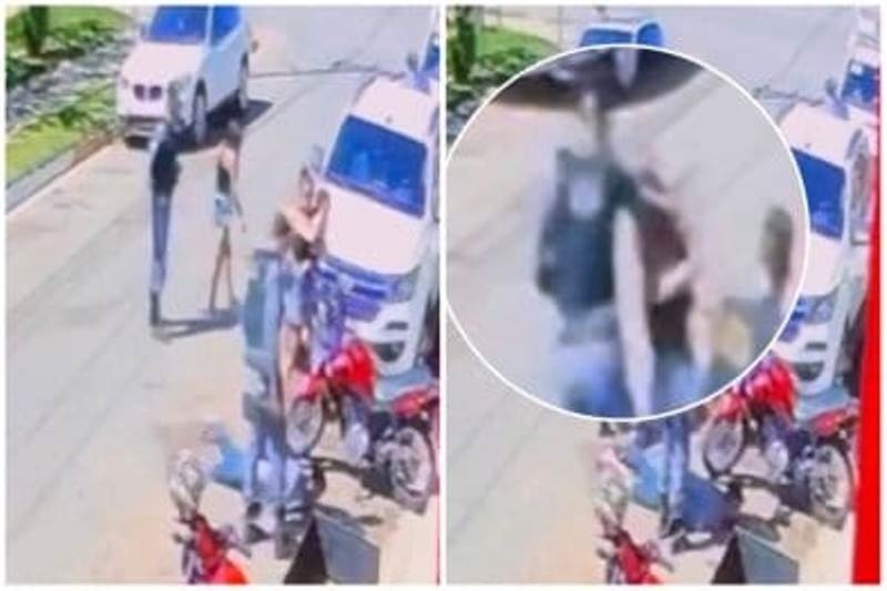 Confusão em bar tem tiros e policial militar agredindo mulher com tapa no rosto