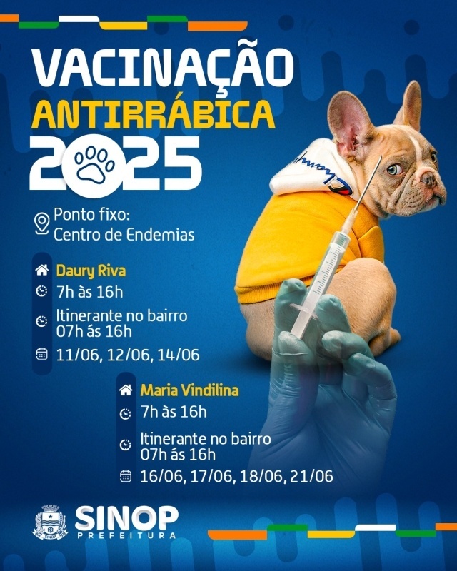 Centro de Endemias inicia campanha de vacinação antirrábica em Sinop; veja o cronograma