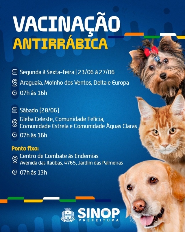 Centro de Endemias realiza vacinação antirrábica em 4 bairros e na zona rural; veja programação