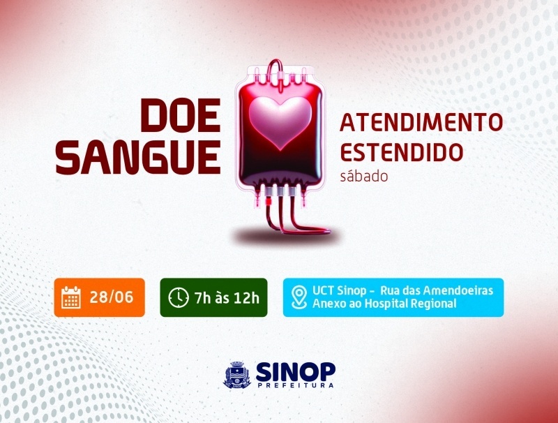 UCT Sinop abre amanhã (28) em atendimento estendido para coleta de sangue