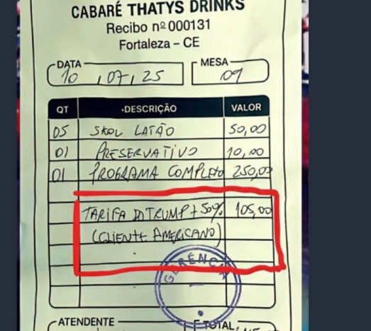 Cabaré cobra taxa de Trump a turista dos EUA: '+ 50%'