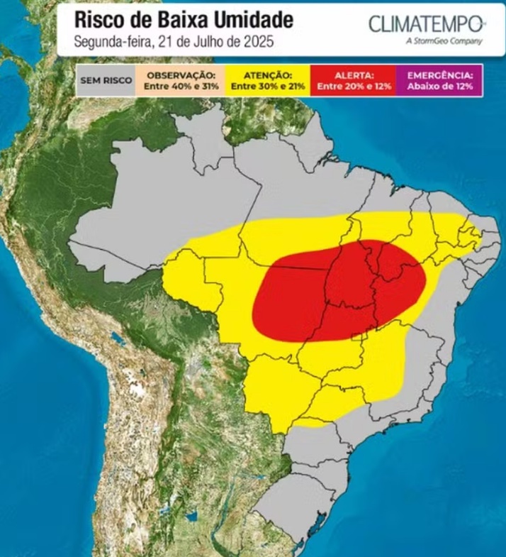 Semana começa com clima seco e deixa interior do país em alerta