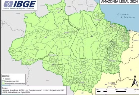 IBGE troca siglas, inverte MT por MS e apaga Acre de mapa da Amazônia Legal