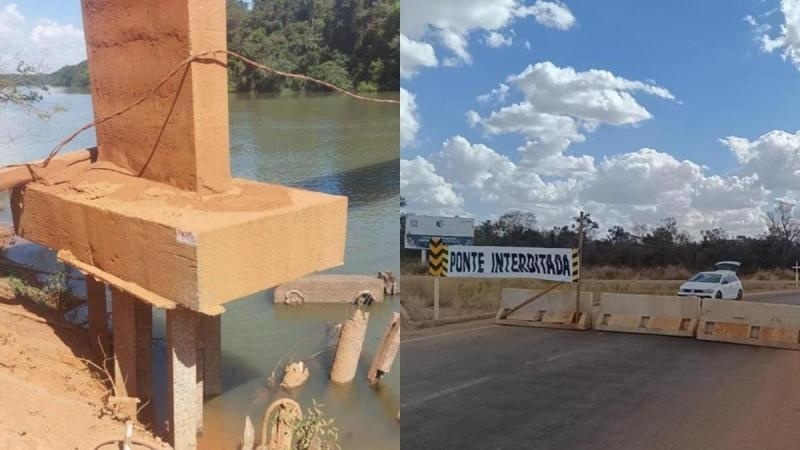 Ponte interditada no Rio Teles Pires em Sorriso pode cair a qualquer momento