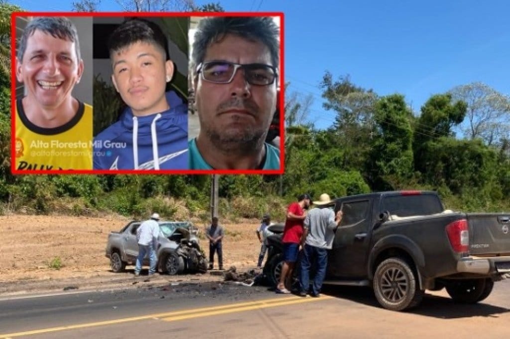 Colisão entre caminhonete e picape deixa três mortos e quatro feridos na MT-208