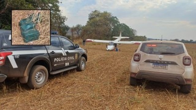 Avião com cocaína cai em MT e piloto sai correndo por fazenda