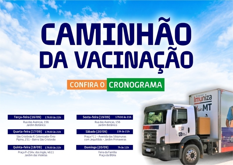 Caminhão da vacinação percorrerá cinco bairros de Sinop na próxima semana